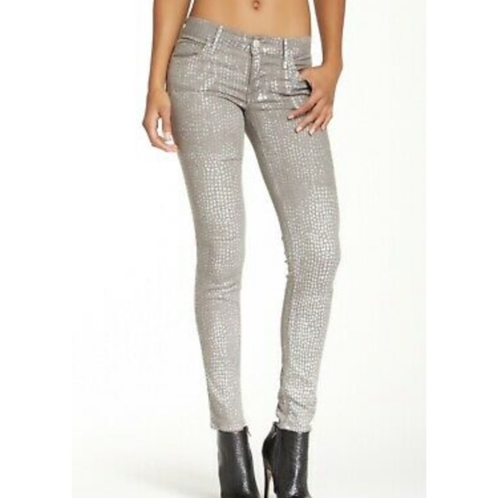 True Religon Chrissy Skinny Textured Jeans Silver Size 30